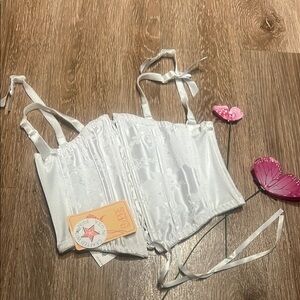 White Satin Corset Top vintage Corset